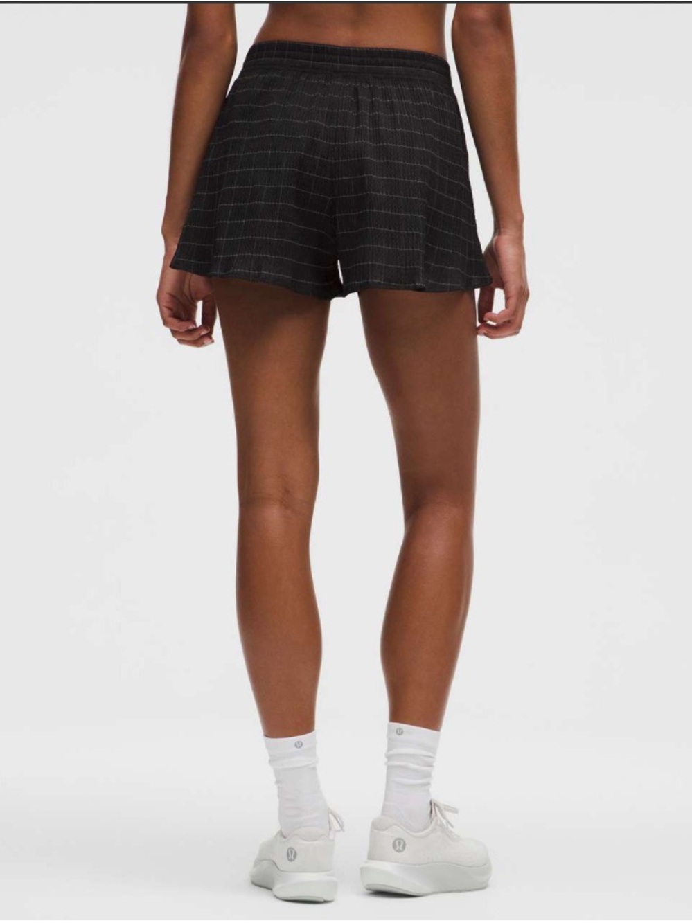 Lululemon Negative Split Textured Run Short 2.5" *Reflective Black XXS Grid - Picture 3 of 11